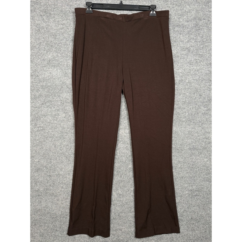 Chico's Size‎ 3 US XL Pull On Pants Brown Rayon Nylon Blend Knit Stretch Career
